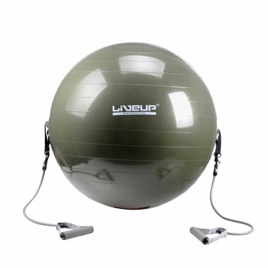 BOLA SUIÇA DE GINÁSTICA COM EXTENSORES 65CM LS3227 - LIVEUP