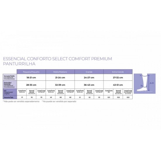 MEIA 3/4 SIGVARIS SELECT CONFORT PREMIUM MÉDIA COMPRESSÃO 20-30MMHG - SEM PONTEIRA
