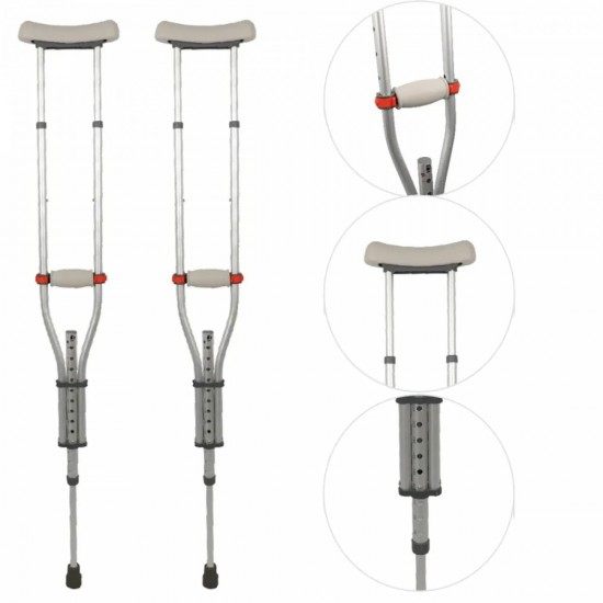 MULETA AXILAR PAR EM ALUMÍNIO TAMANHO UNIVERSAL AJUSTÁVEL ATÉ 130KG - DELLAMED