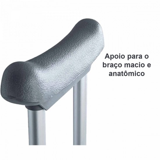 MULETA AXILAR PAR EM ALUMÍNIO TAMANHO UNIVERSAL AJUSTÁVEL ATÉ 130KG - DELLAMED