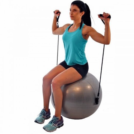 BOLA SUIÇA DE GINÁSTICA COM EXTENSORES 65CM LS3227 - LIVEUP