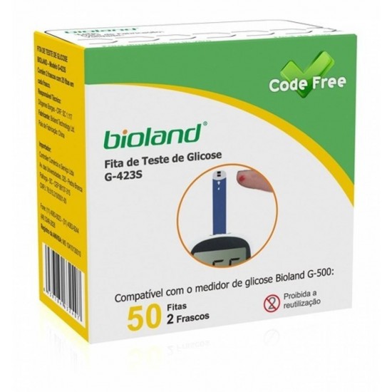 TIRA DE TESTE DE GLICOSE C/ 50 BIOLAND G423-S