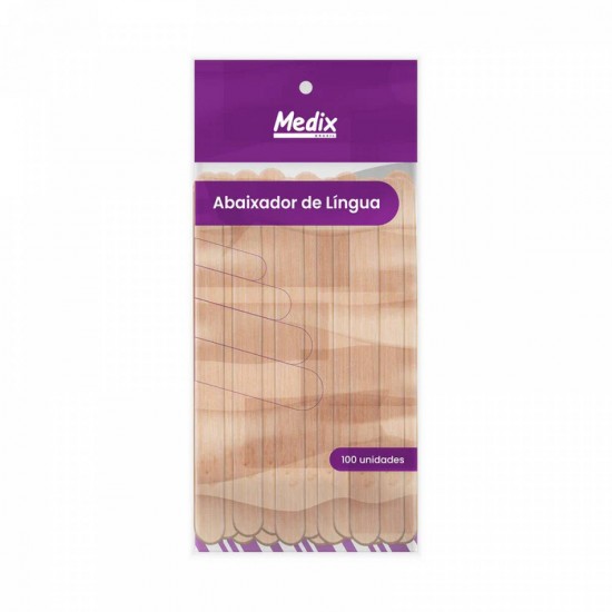 ABAIXADOR DE LÍNGUA DE MADEIRA COM 100UND - MEDIX