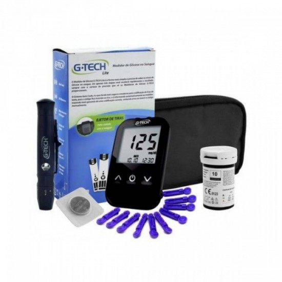 KIT MEDIDOR DE GLICOSE - G.TECH LITE + 10 TIRAS