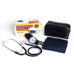 KIT ESTETOSCÓPIO SIMPLES E ESFIGMOMANÔMETRO ANERÓIDE FECHO METAL - PREMIUM