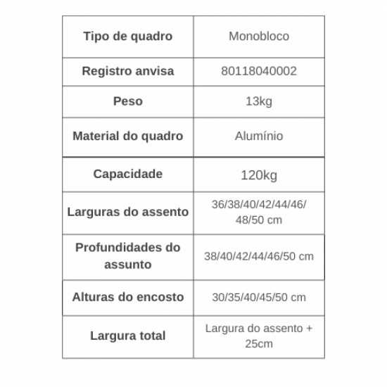 CADEIRA DE RODAS M3 PREMIUM MONOBLOCO EM ALUMÍNIO - ORTOBRAS